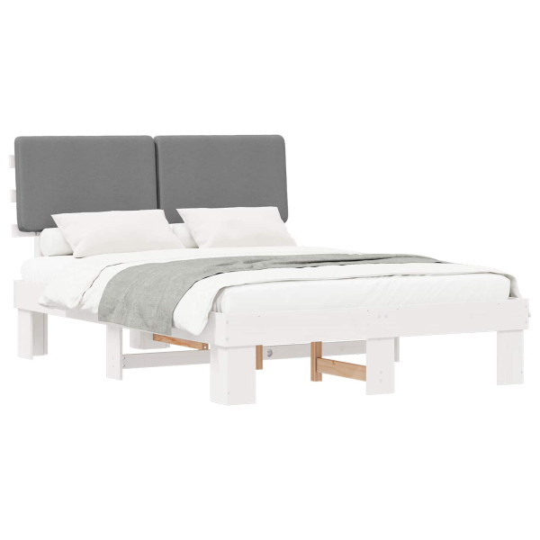 Estructura de Cama con Cabecera Tapizada Gris Claro M 2