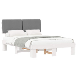 Estructura de Cama con Cabecera Tapizada Gris Claro H