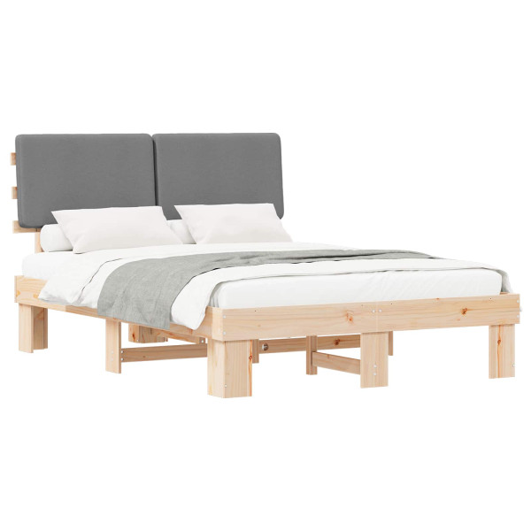Estructura de Cama con Cabecera Tapizada Gris Claro M 2