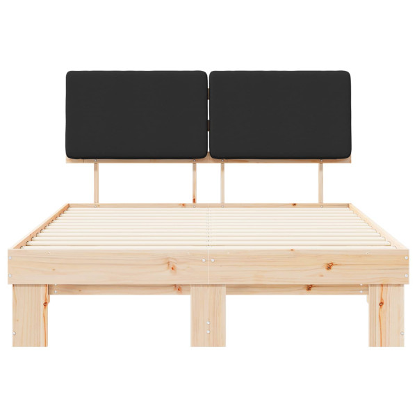 Estructura de Cama con Cabecera Tapizada Negro 135 x 190 cm M 5