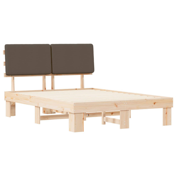 Estructura de Cama con Cabecera Tapizada Taupé 135 x 190 cm M 4
