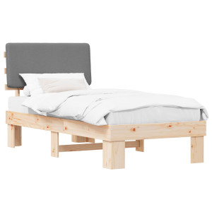 Estructura de Cama con Cabecera Tapizada Gris Claro H