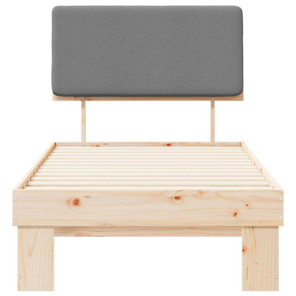 Estructura de Cama con Cabecera Tapizada Gris Claro M 5