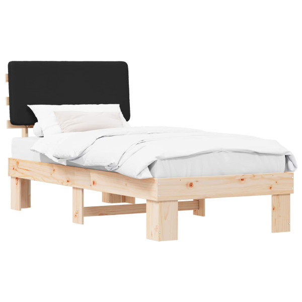 Estructura de Cama con Cabecera Tapizada Negro 100 x 200 cm M 2
