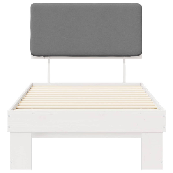 Estructura de Cama con Cabecera Tapizada Gris Claro M 5