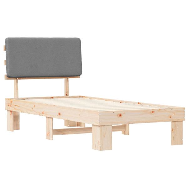 Estructura de Cama con Cabecera Tapizada Gris Claro 75 x 190 cm M 4