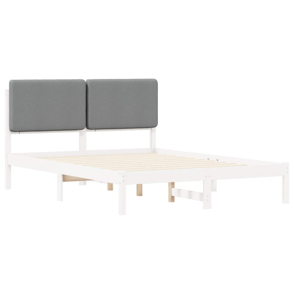Estructura de Cama con Cabecera Tapizada Gris Claro M 4