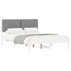 Estructura de Cama con Cabecera Tapizada Gris Claro H