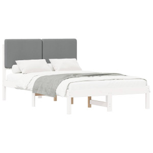 Estructura de Cama con Cabecera Tapizada Gris Claro H