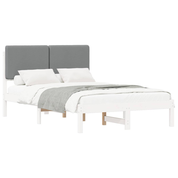 Estructura de Cama con Cabecera Tapizada Gris Claro M 2
