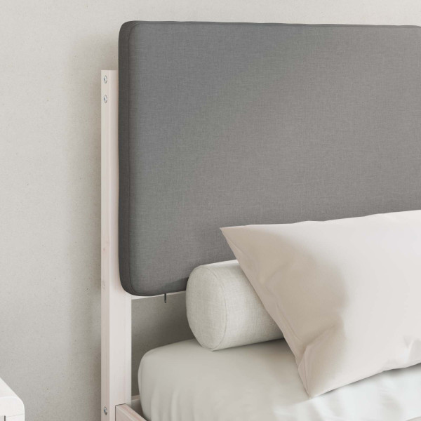 Estructura de Cama con Cabecera Tapizada Gris Claro M 3