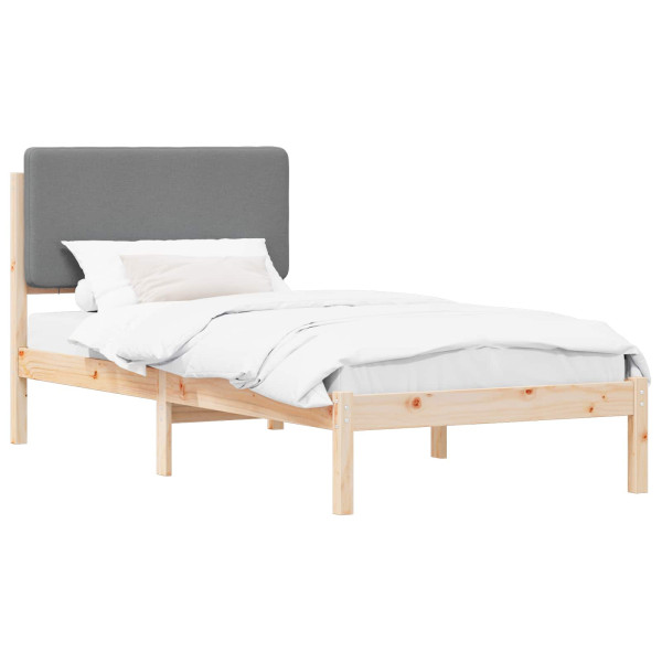 Estructura de Cama con Cabecera Tapizada Gris Claro 80 x 200 cm M 2
