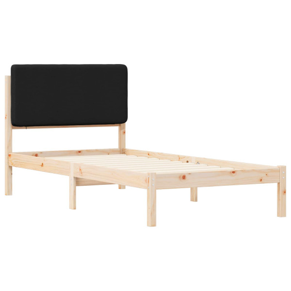 Estructura de Cama con Cabecera Tapizada Negro 80 x 200 cm M 4