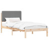 Estructura de Cama con Cabecera Tapizada Gris Claro 90 x 190 cm 2