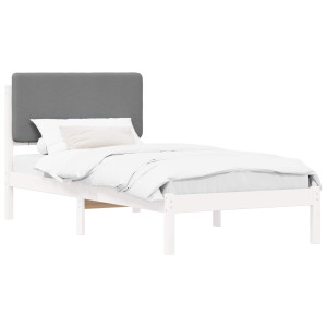 Estructura de Cama con Cabecera Tapizada Gris Claro 90 x 190 cm H