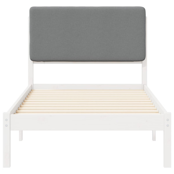 Estructura de Cama con Cabecera Tapizada Gris Claro 90 x 190 cm M 5