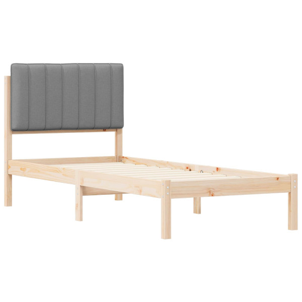 Estructura de Cama con Cabecera Tapizada Gris Claro 80 x 200 cm M 4