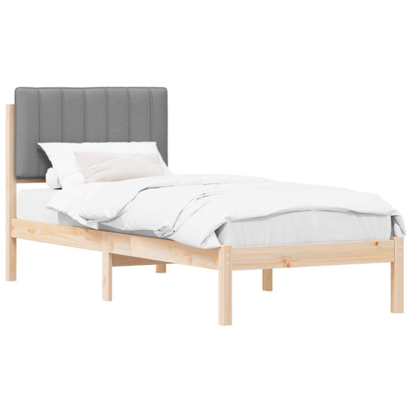 Estructura de Cama con Cabecera Tapizada Gris Claro 75 x 190 cm M 2