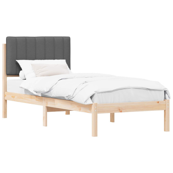 Estructura de Cama con Cabecera Tapizada Gris oscuro M 2