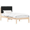 Estructura de Cama con Cabecera Tapizada Negro 75 x 190 cm 2