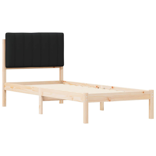 Estructura de Cama con Cabecera Tapizada Negro 75 x 190 cm M 4