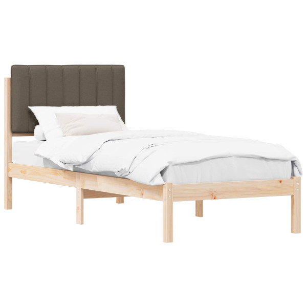 Estructura de Cama con Cabecera Tapizada Taupé 75 x 190 cm M 2