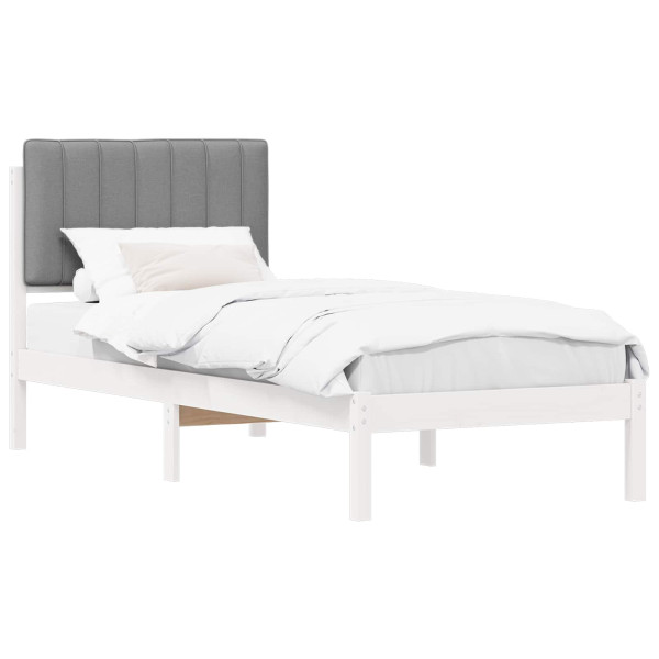 Estructura de Cama con Cabecera Tapizada Gris Claro 75 x 190 cm M 2