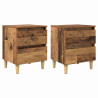 Armarios de cama con cajón 2 pcs Madera Vieja 40 x 35 x 50 cm 2