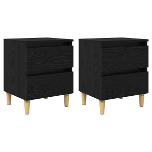 Armarios de cama con cajón 2 pcs Roble Negro 40 x 35 x 50 cm H