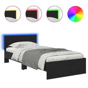 Estructura de cama con cabecera Roble Negro 100 x 200 cm H