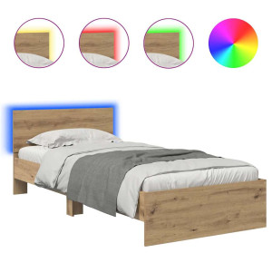 Estructura de cama con cabecera Roble artesanal 90 x 200 cm H