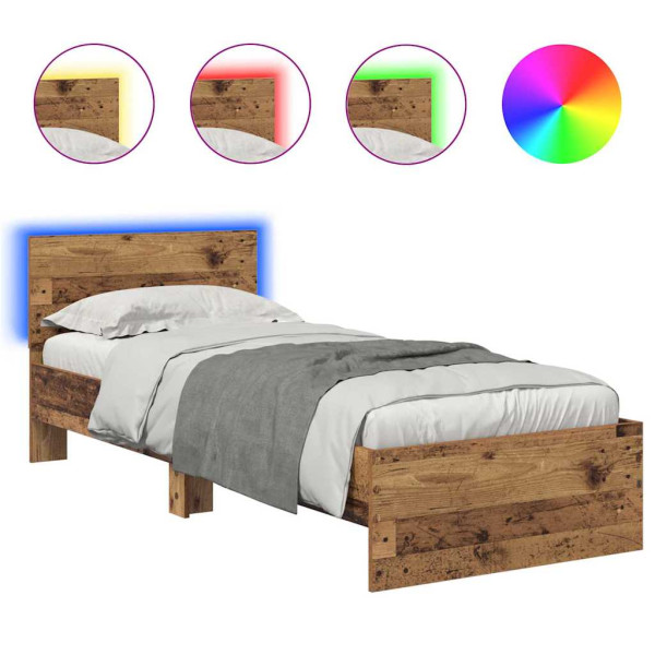 Estructura de cama con cabecera Madera Vieja 75 x 190 cm M 2