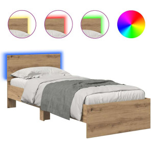 Estructura de cama con cabecera Roble artesanal 75 x 190 cm H