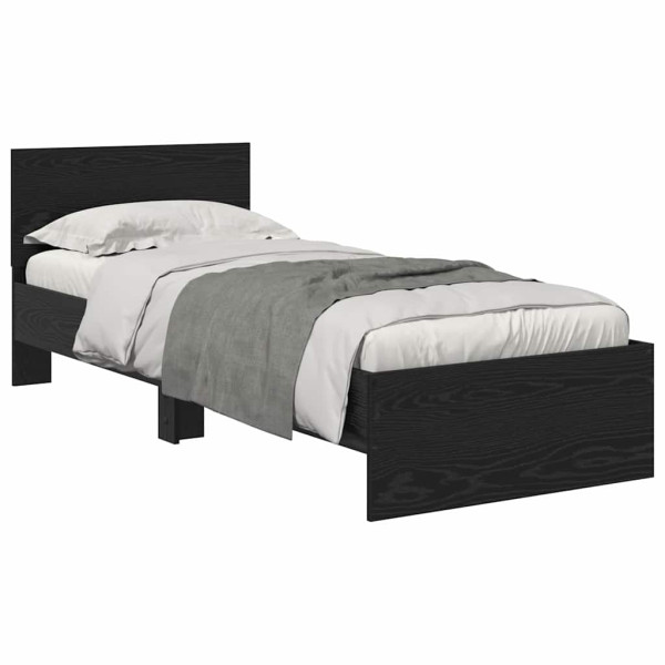 Estructura de cama Roble Negro 75 x 190 cm Madera contrachapada M 3