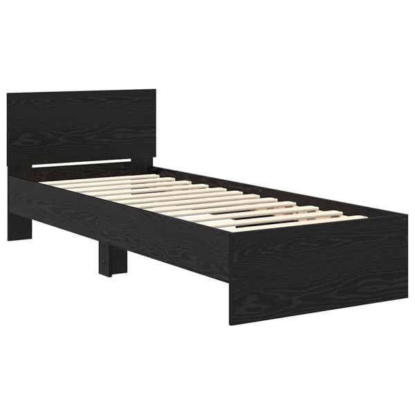 Estructura de cama Roble Negro 75 x 190 cm Madera contrachapada M 5