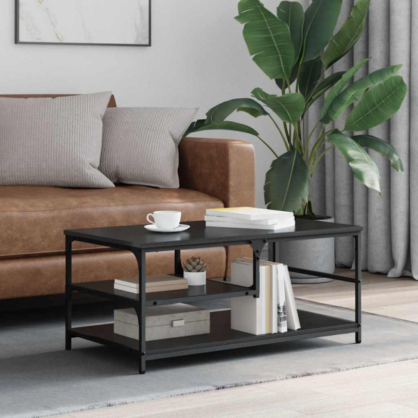 Mesa de Café Roble Negro 90 x 49 x 40 cm Madera contrachapada D