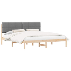 Estructura de Cama con Cabecera Tapizada Gris Claro H