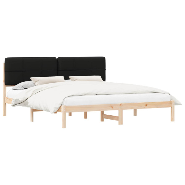 Estructura de Cama con Cabecera Tapizada Negro 180 x 200 cm M 2