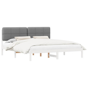 Estructura de Cama con Cabecera Tapizada Gris Claro H