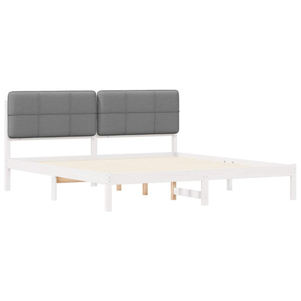 Estructura de Cama con Cabecera Tapizada Gris Claro M 4