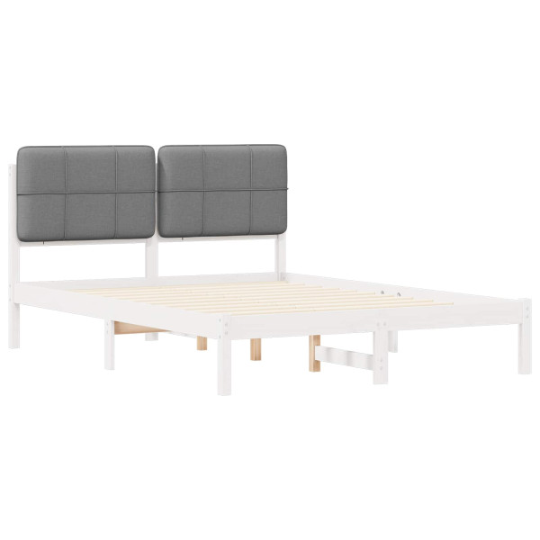 Estructura de Cama con Cabecera Tapizada Gris Claro M 4