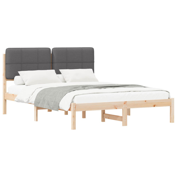 Estructura de Cama con Cabecera Tapizada Gris oscuro M 2