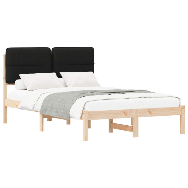 Estructura de Cama con Cabecera Tapizada Negro 120 x 200 cm M 2