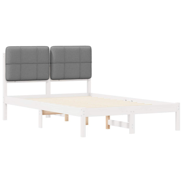 Estructura de Cama con Cabecera Tapizada Gris Claro M 4