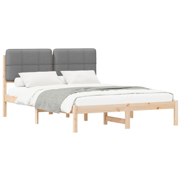 Estructura de Cama con Cabecera Tapizada Gris Claro M 2