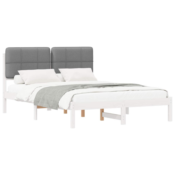 Estructura de Cama con Cabecera Tapizada Gris Claro M 2