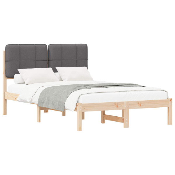 Estructura de Cama con Cabecera Tapizada Gris oscuro M 2