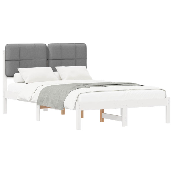 Estructura de Cama con Cabecera Tapizada Gris Claro M 2