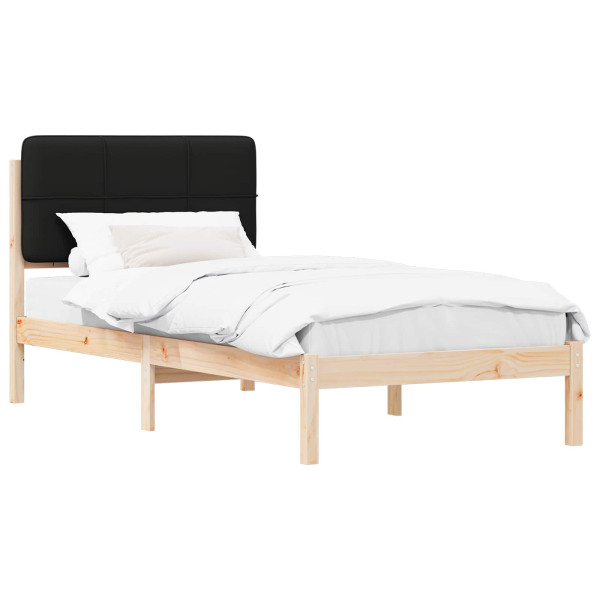 Estructura de Cama con Cabecera Tapizada Negro 100 x 200 cm M 2