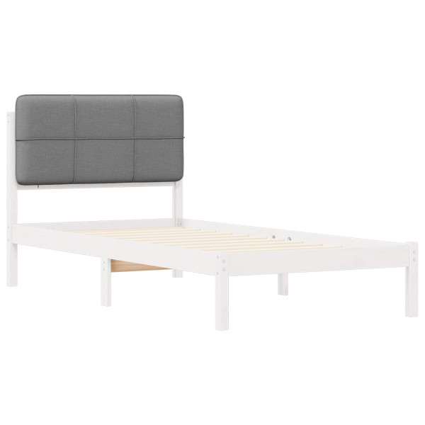 Estructura de Cama con Cabecera Tapizada Gris Claro M 4